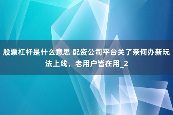 股票杠杆是什么意思 配资公司平台关了奈何办新玩法上线，老用户皆在用_2