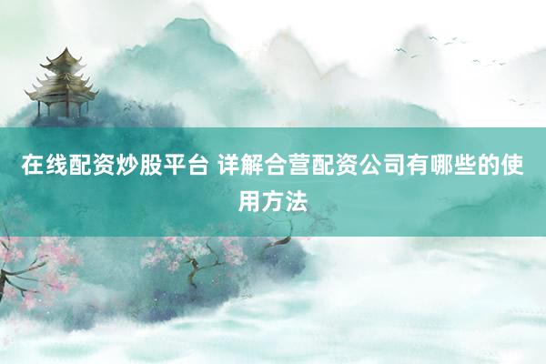 在线配资炒股平台 详解合营配资公司有哪些的使用方法