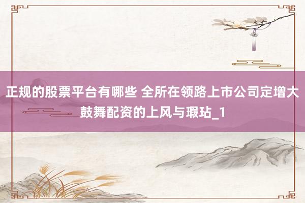 正规的股票平台有哪些 全所在领路上市公司定增大鼓舞配资的上风与瑕玷_1